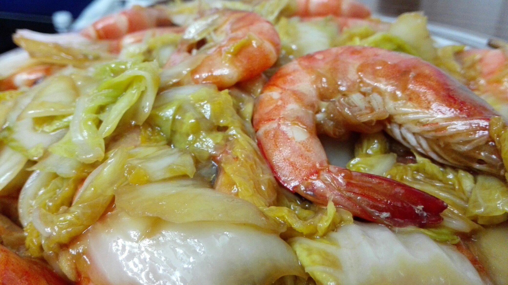 大虾烩白菜的做法