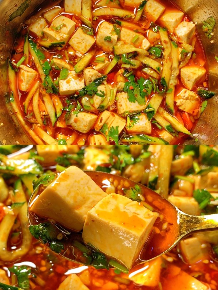 凉拌老豆腐，香辣好吃，巨开胃的做法