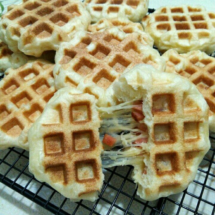 芝士香肠酵母版华夫饼—kenwood松饼机