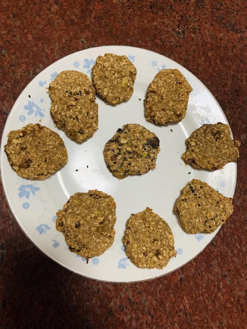 🍌🌰🍪香蕉燕麦cookie，无糖好吃方便又健康，减肥解馋小零食，25分钟就搞定！