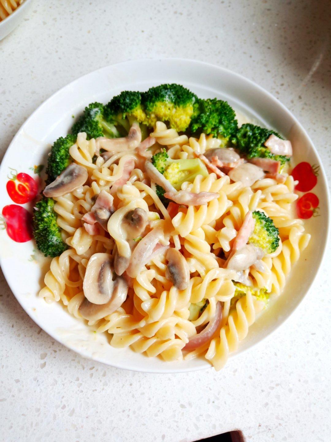 奶油蘑菇培根意大利面