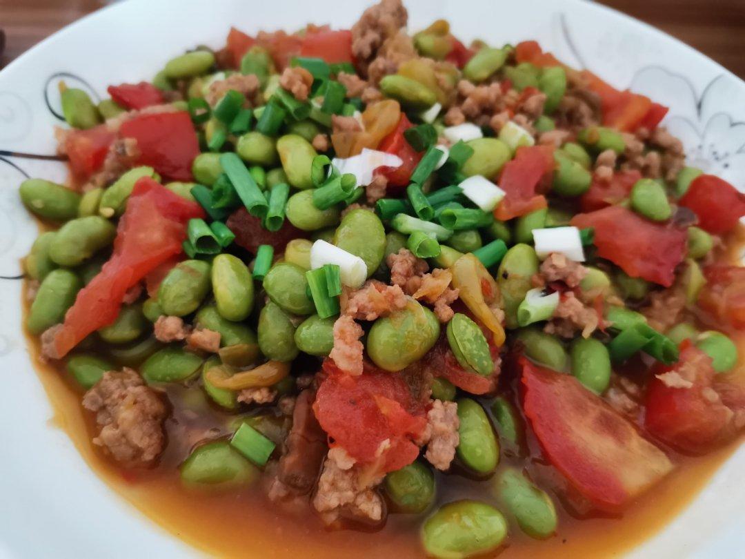 肉末番茄烧毛豆