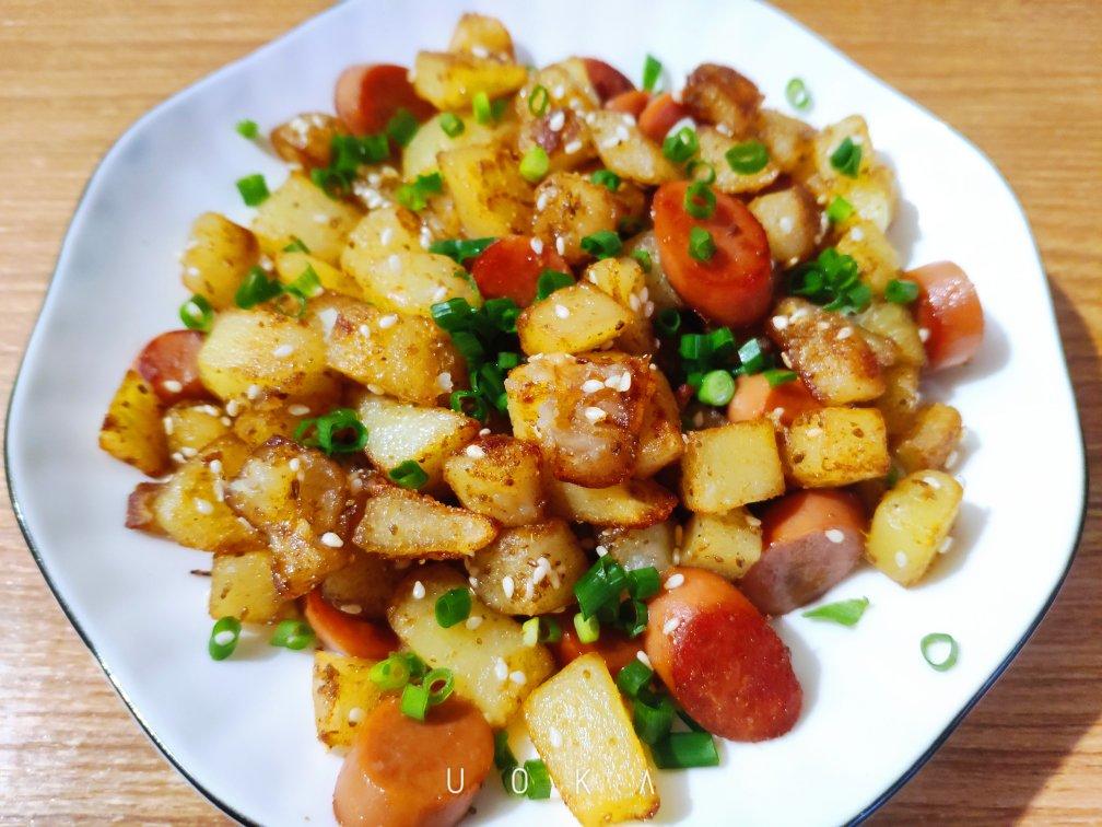 香辣过瘾的孜然土豆火腿，比路边摊还好吃