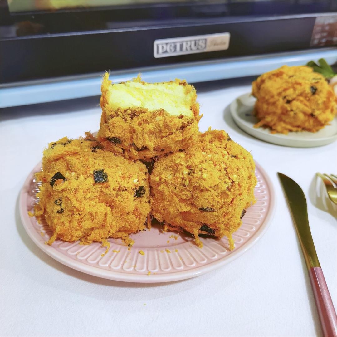 【有奖跟做】海苔肉松小贝蛋糕|酥松绵软的做法