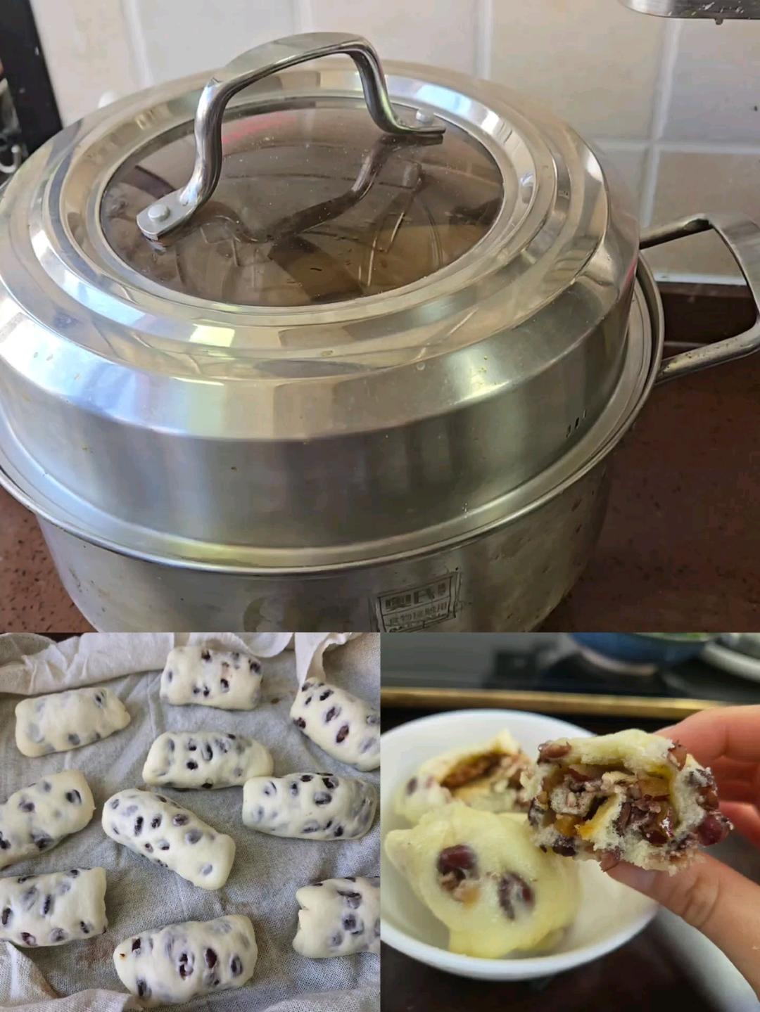 自制老北京宫门口红豆卷馒头