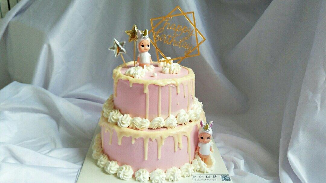双层女宝宝儿童生日蛋糕