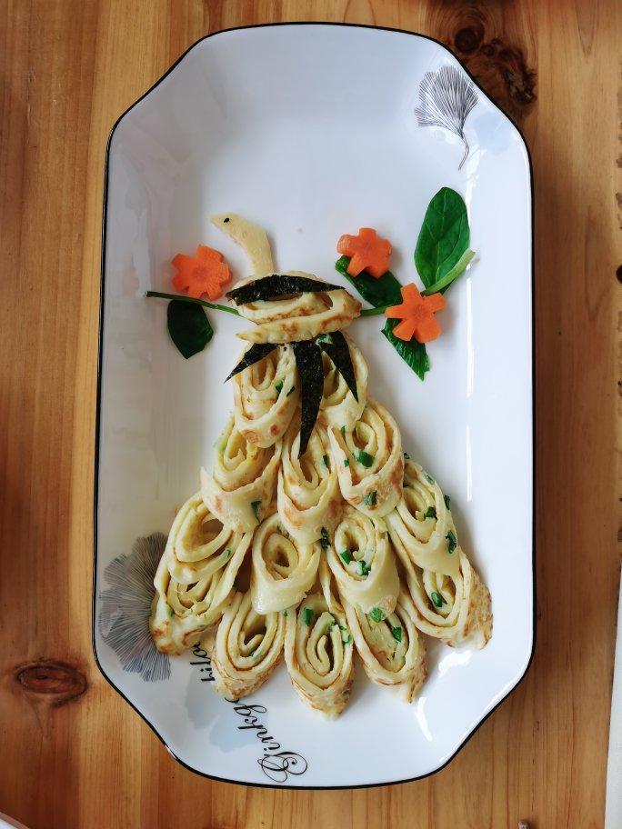 孔雀开屏——葱花鸡蛋卷