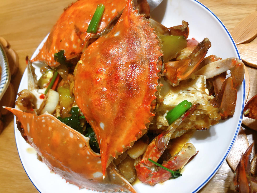 葱姜炒梭子蟹（very easy）