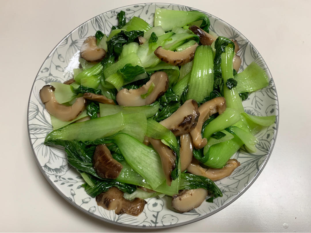 老丁的私房菜-香菇炒油菜