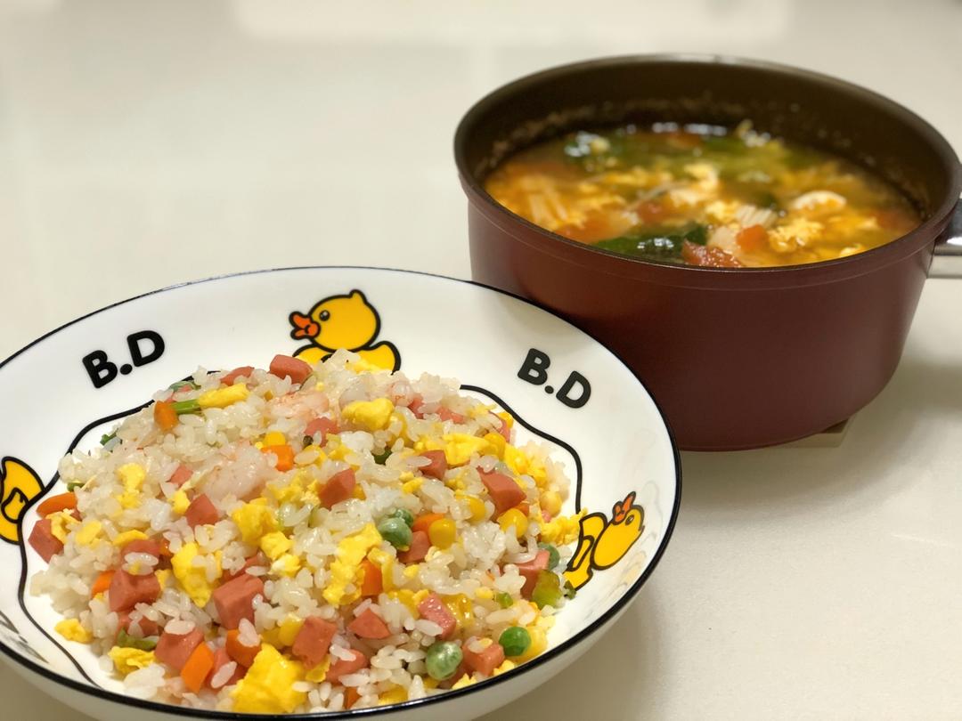 豌豆玉米虾仁炒饭