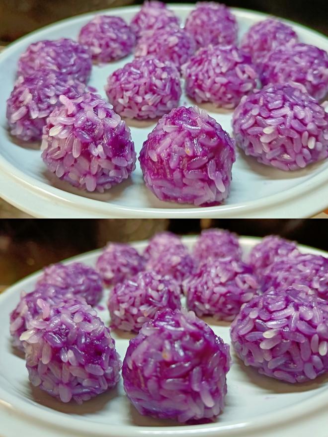 年夜饭必备系列丨高颜值自制紫薯糯米丸子的做法
