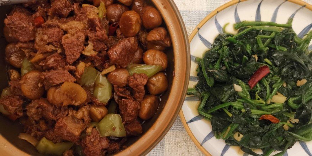 砂锅板栗烧牛肉