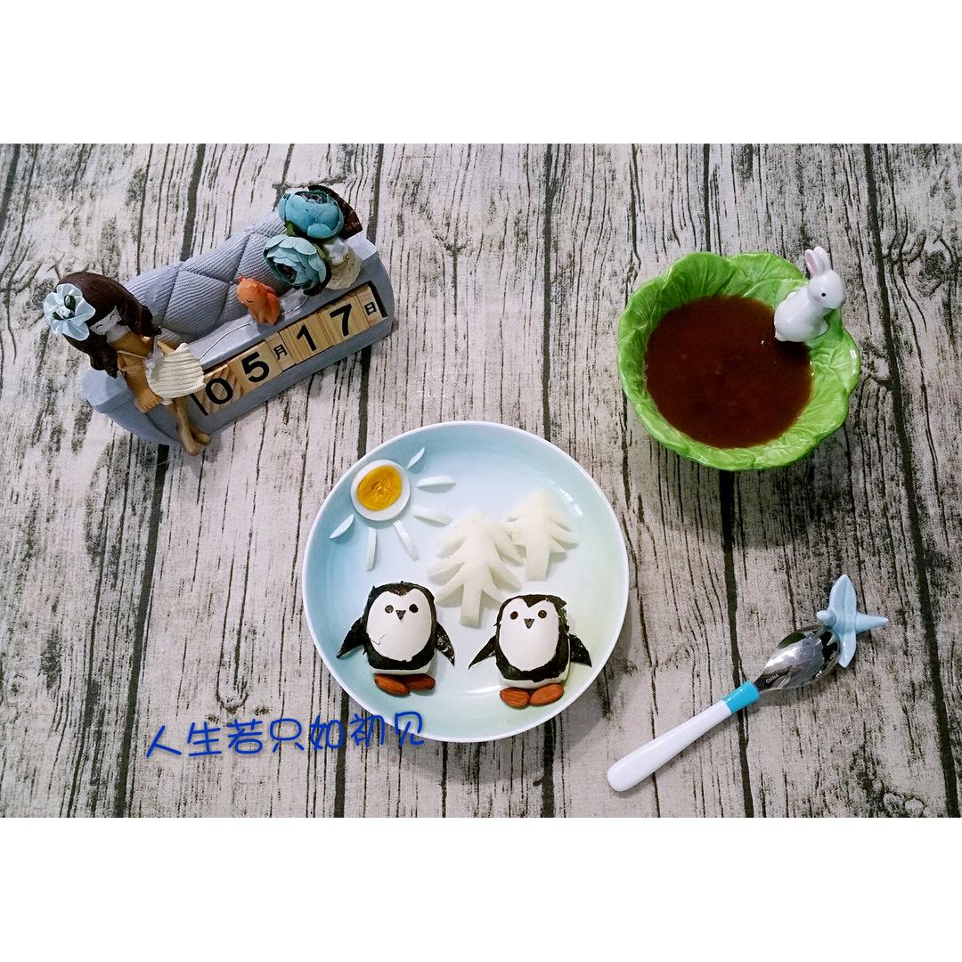 趣味早餐摆盘——企鹅小刀切