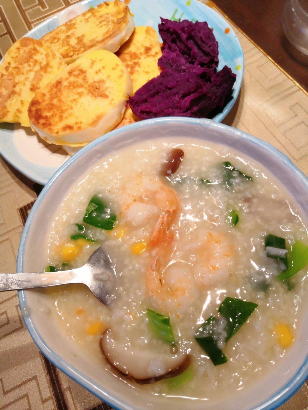 二米青菜虾仁粥