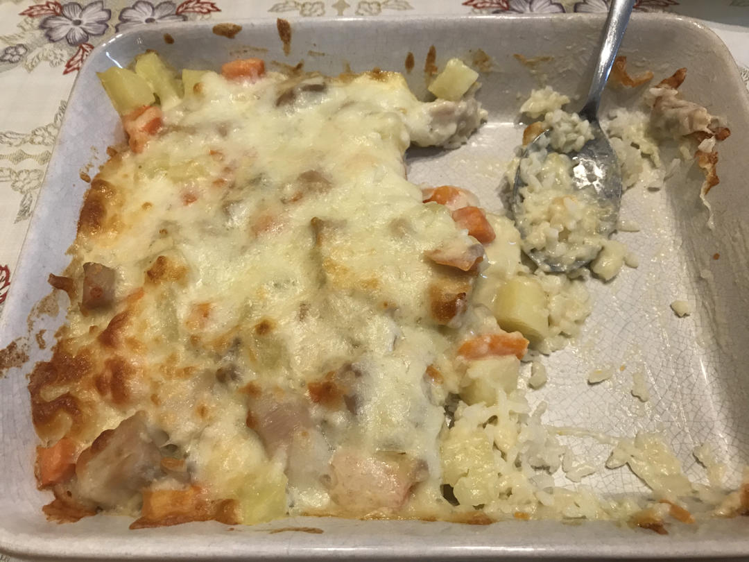 三文鱼奶油炖菜+芝士焗饭【曼食慢语】