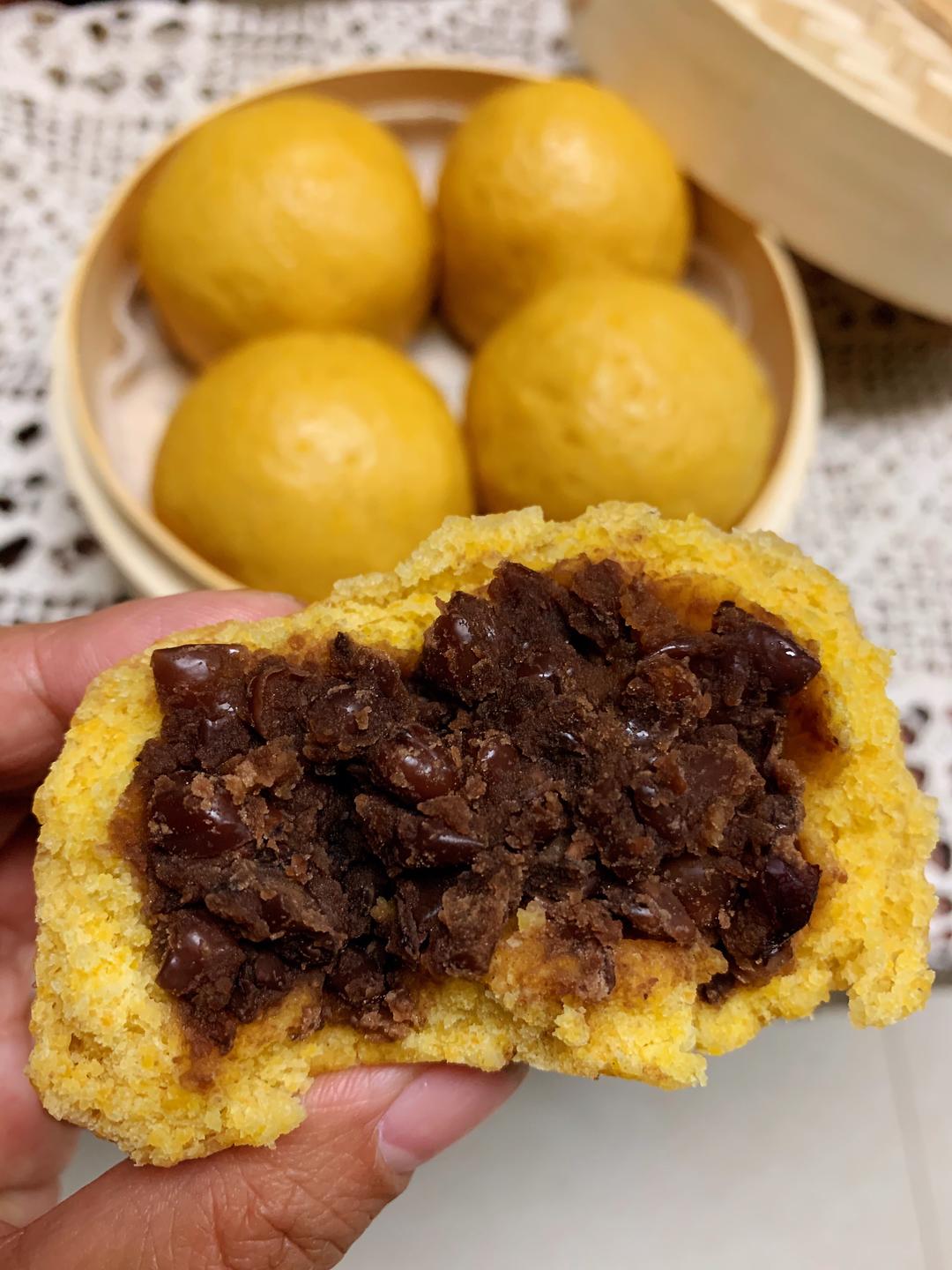 传统玉米面红豆包,一次发酵,老一辈方法自制红豆馅儿的做法