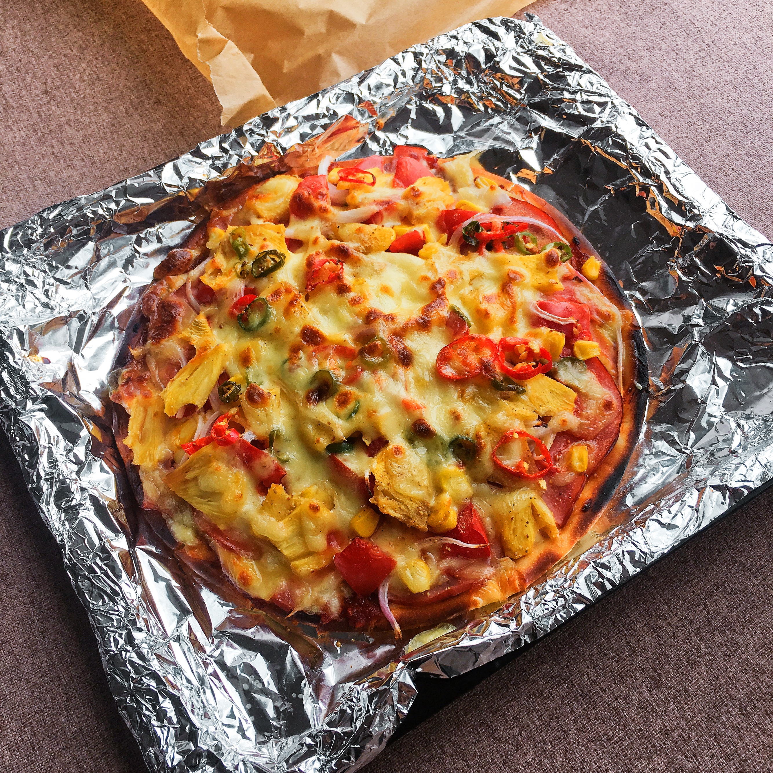 超多料的夏威夷薄底pizza的做法