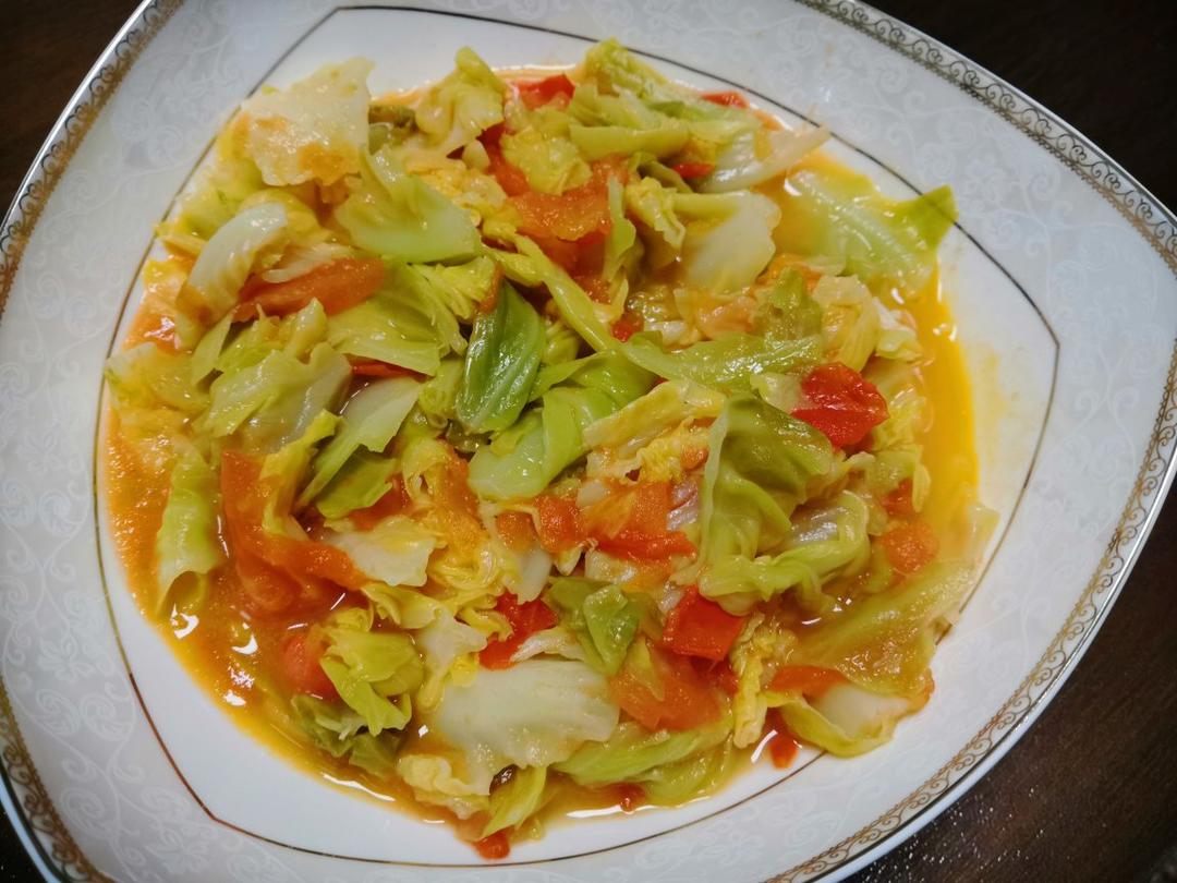 番茄炝炒圆白菜