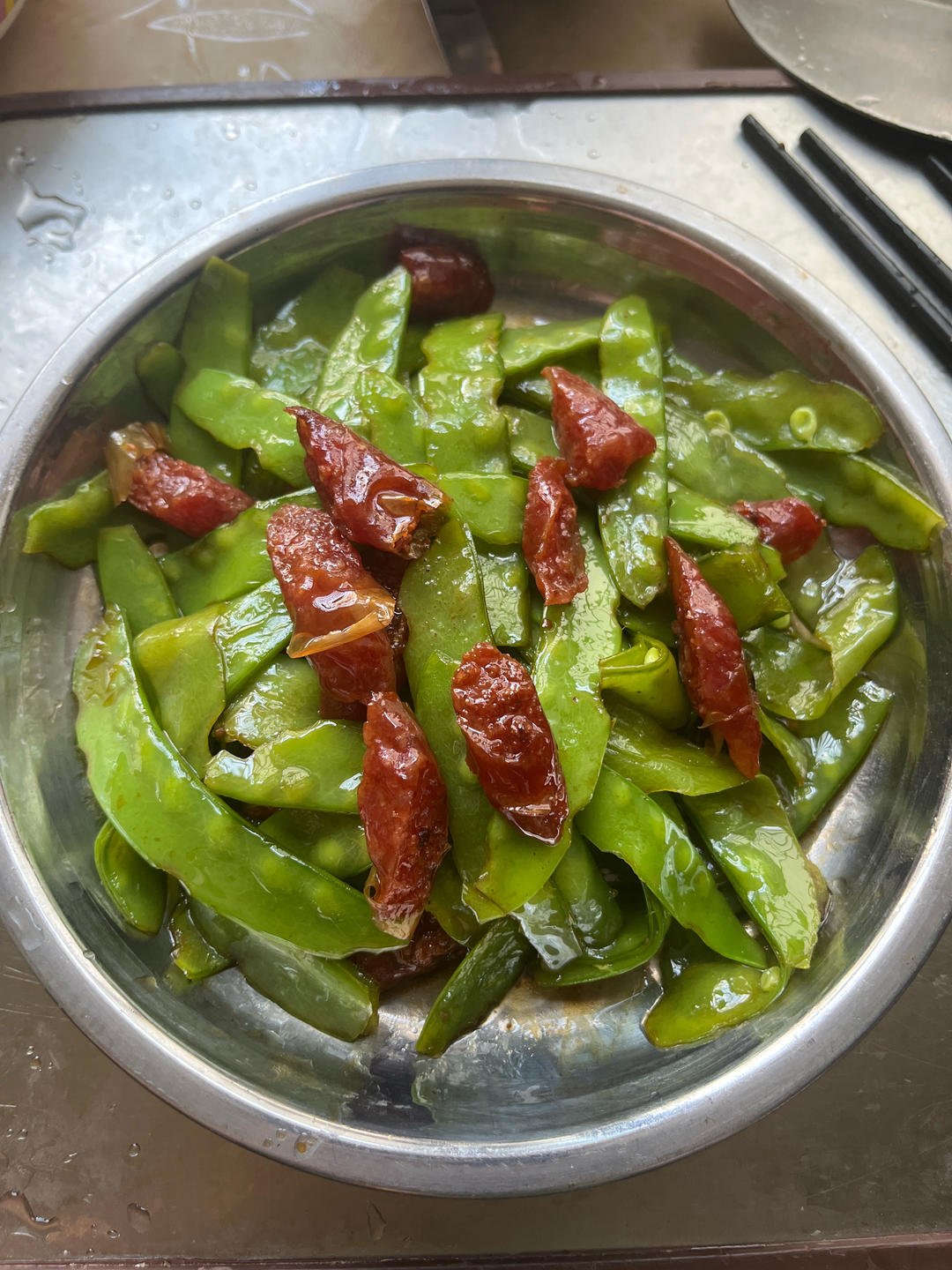 家常菜—四季豆炒腊肠