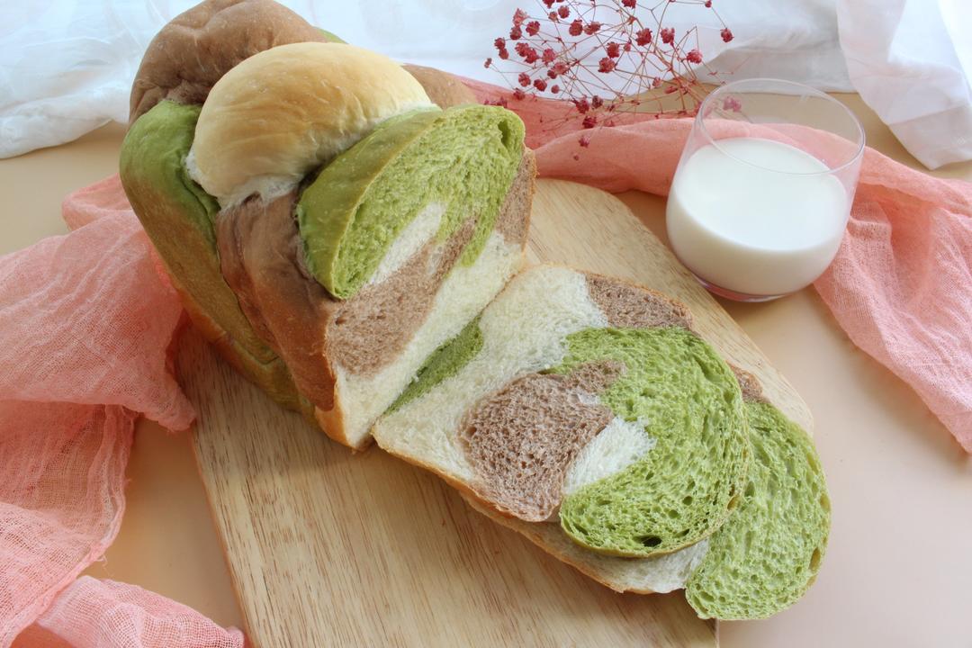 面包机三色吐司（一次发酵）