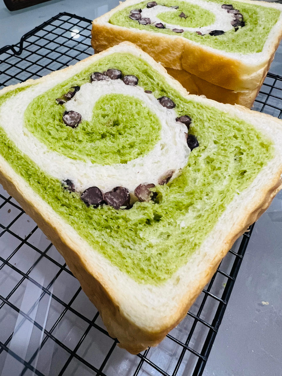 双色吐司 抹茶蜜豆老面吐司🍞