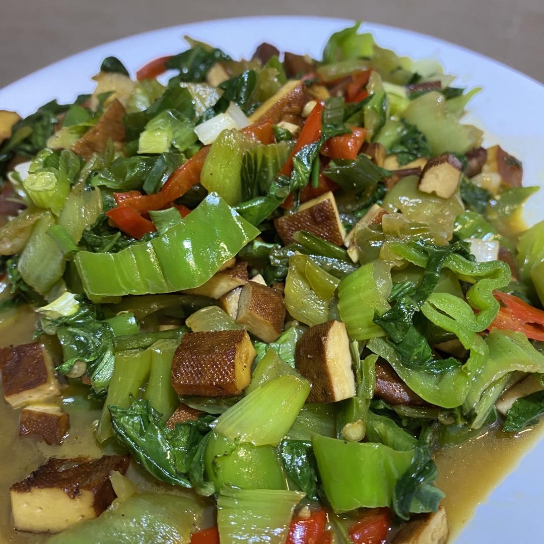 上海青（白菜）杆子炒豆腐干