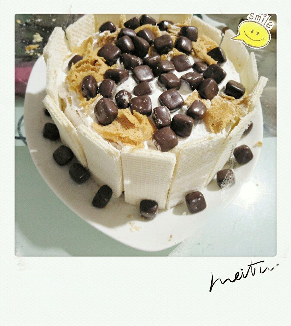 生日蛋糕教程【威化饼干围边】