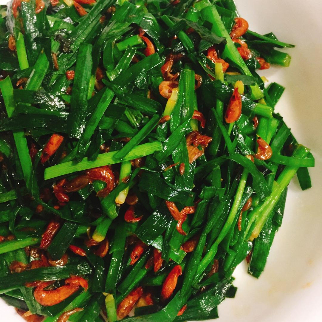 小河虾炒韭菜