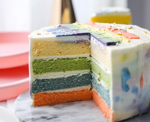 缤纷梦幻的彩虹蛋糕，烘焙小白都会做。的做法