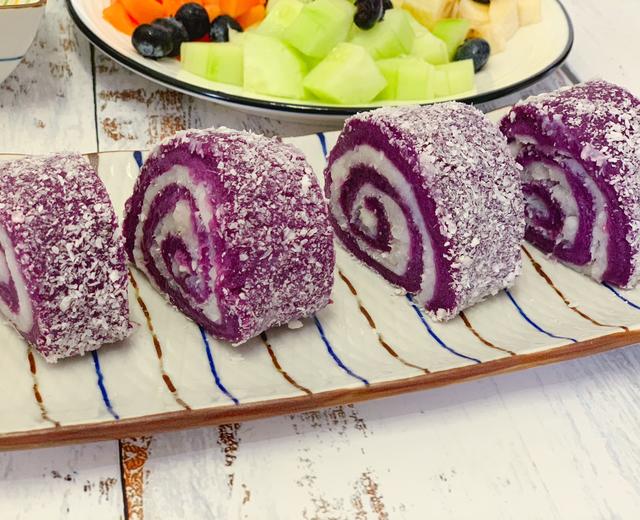【一起做早餐】漂亮的紫薯山药卷