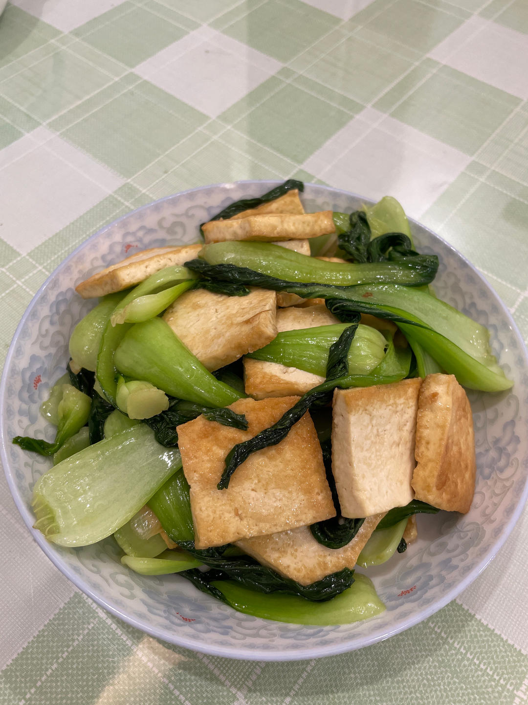 低脂家常菜上海青炒豆腐
