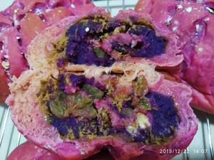 养生少女粉紫薯肉松海苔麻薯软欧包的做法 步骤13