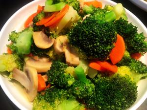 好看又好吃的减肥菜：白蘑菇胡萝卜西兰花的做法 步骤5