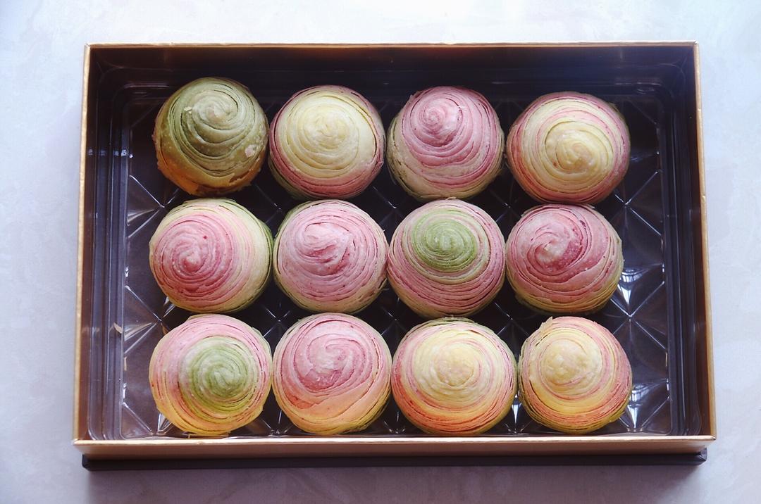 彩虹渐变蛋黄酥（无需揉出膜）