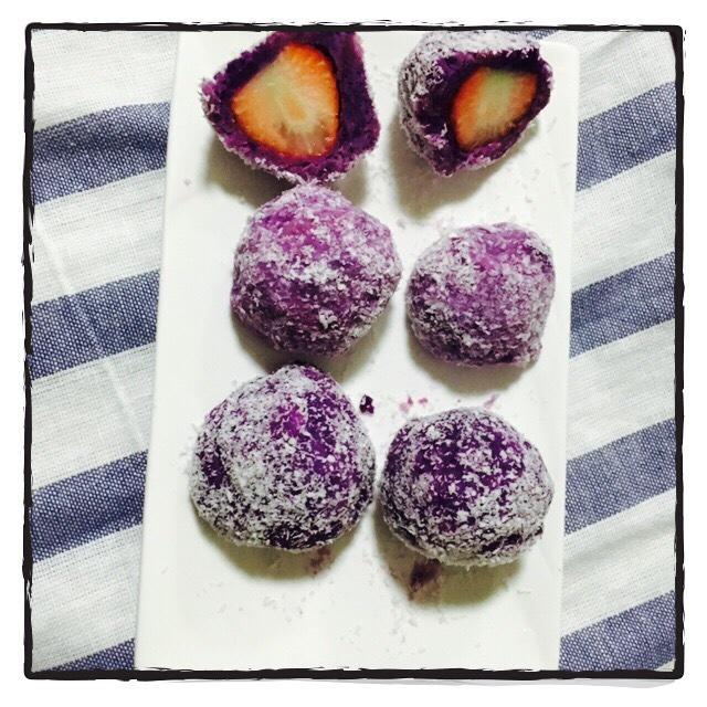 紫薯草莓大福的做法