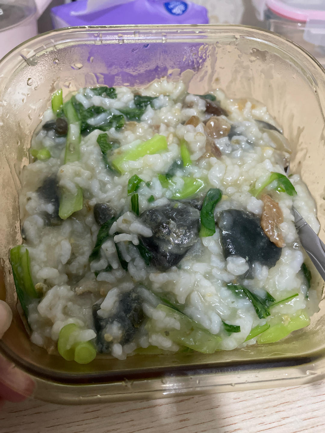 妈妈👩教我做的皮蛋瘦肉粥🥣简单快捷美味😋