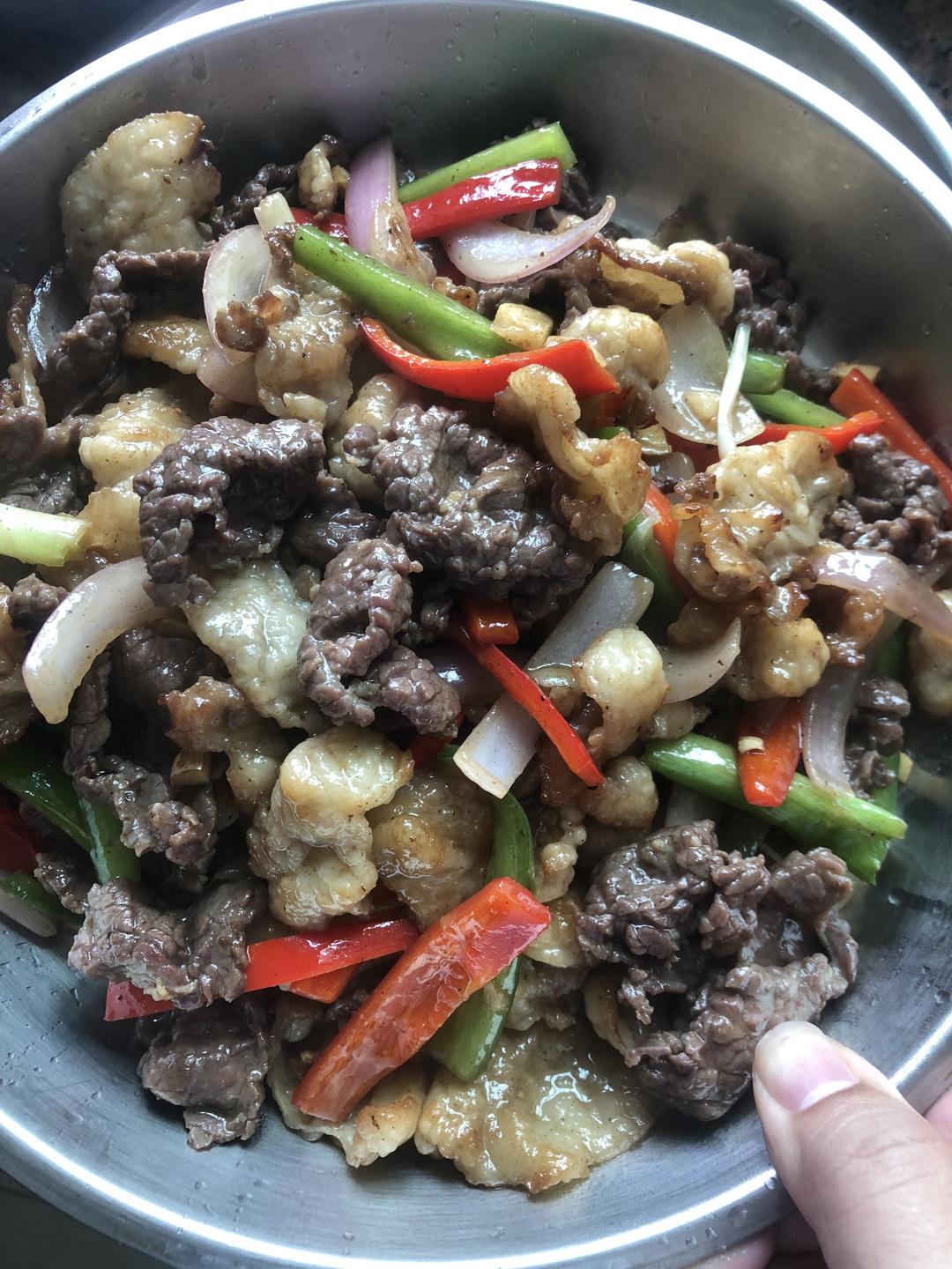 家庭版爆炒牛胸油+牛肉