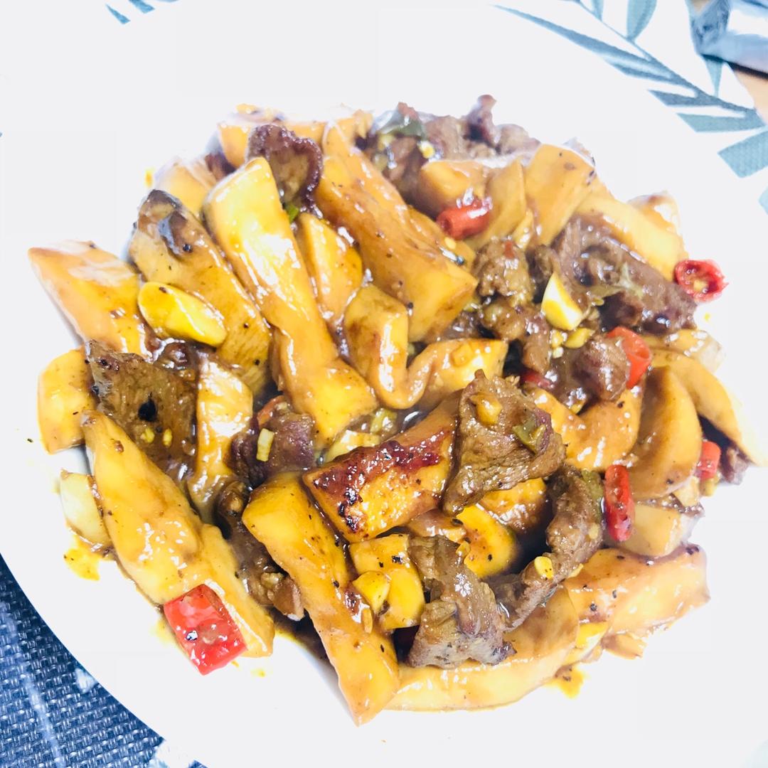 黑胡椒杏鲍菇牛肉粒