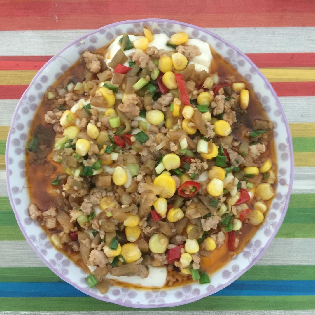 榨菜肉末蒸豆腐