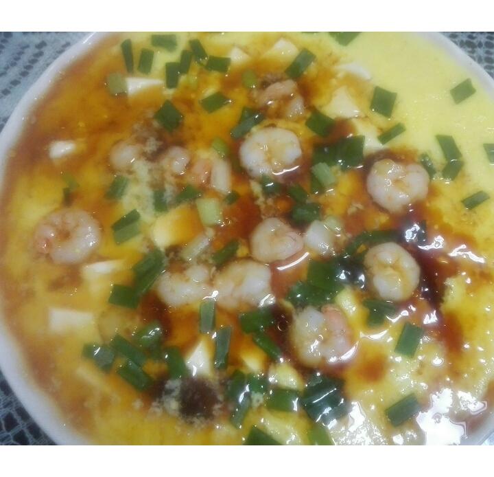 虾仁豆腐蒸水蛋