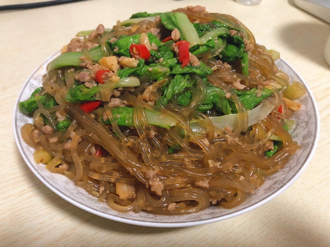 肉末粉丝小白菜