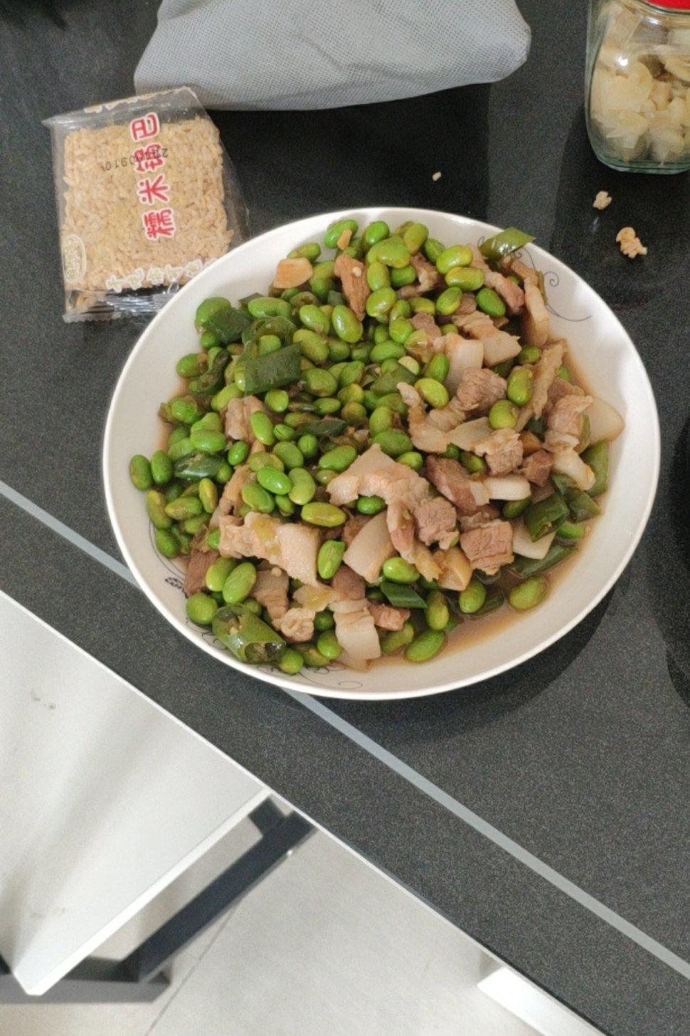 青椒毛豆炒肉丝