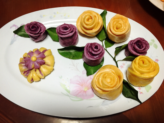 南瓜紫薯花样馒头