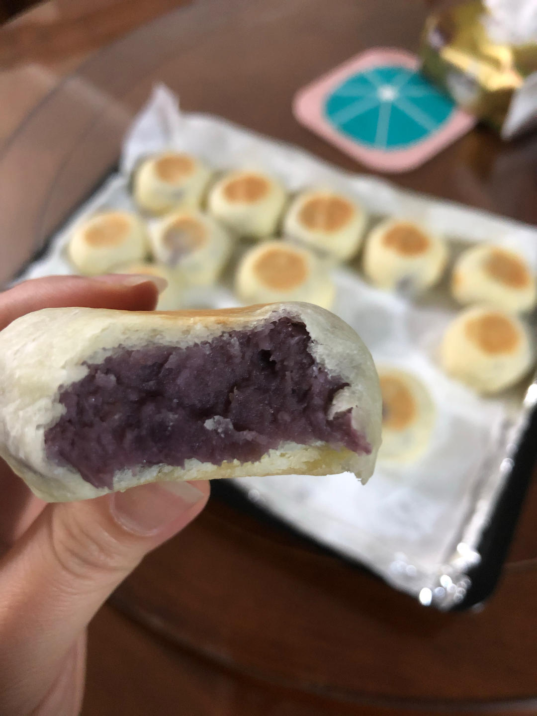 软皮饼—-紫薯芋泥馅（手残党都可成功）