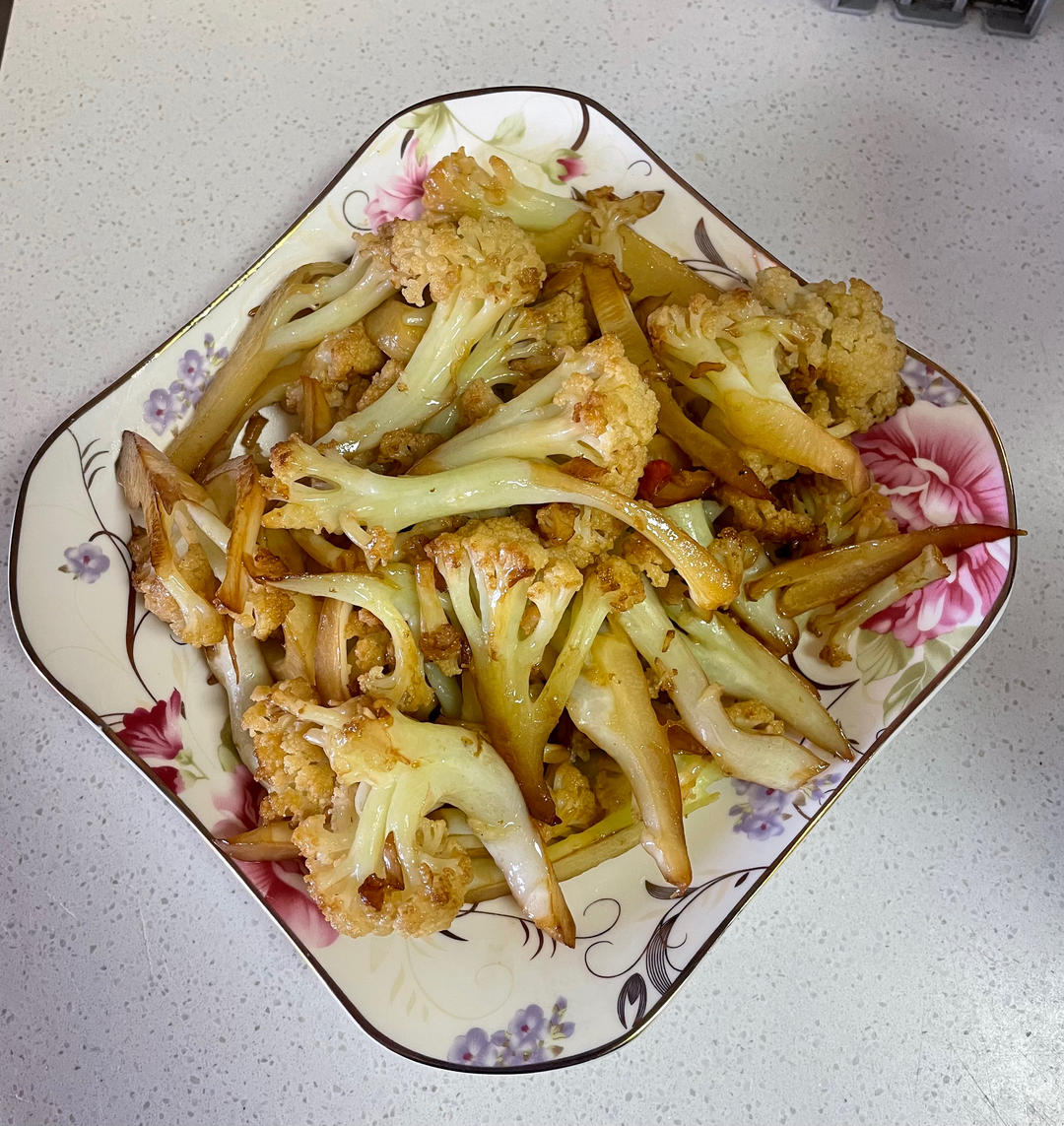 家常素炒菜花，清脆！