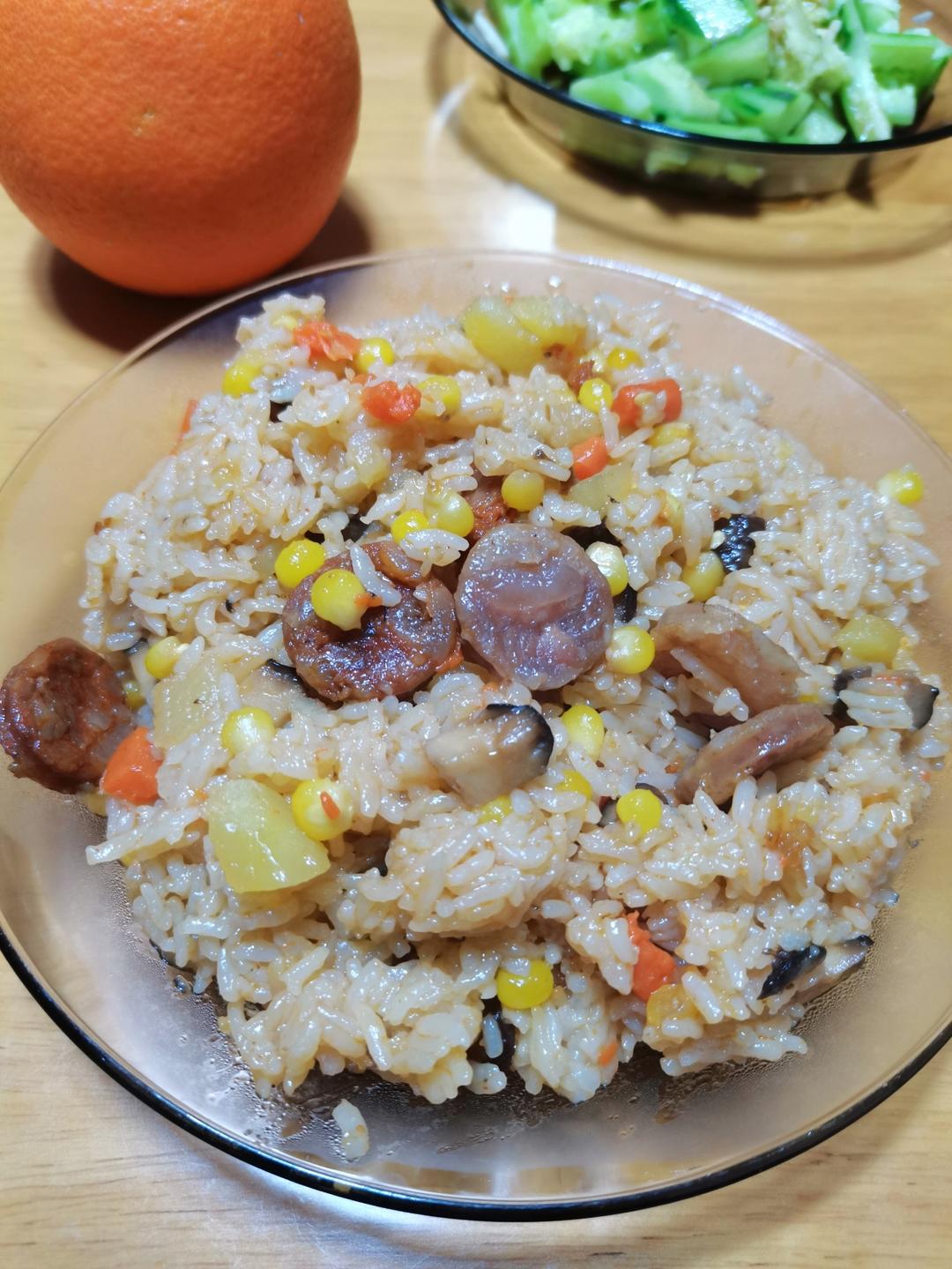 懒人必备～电饭煲腊肠焖饭