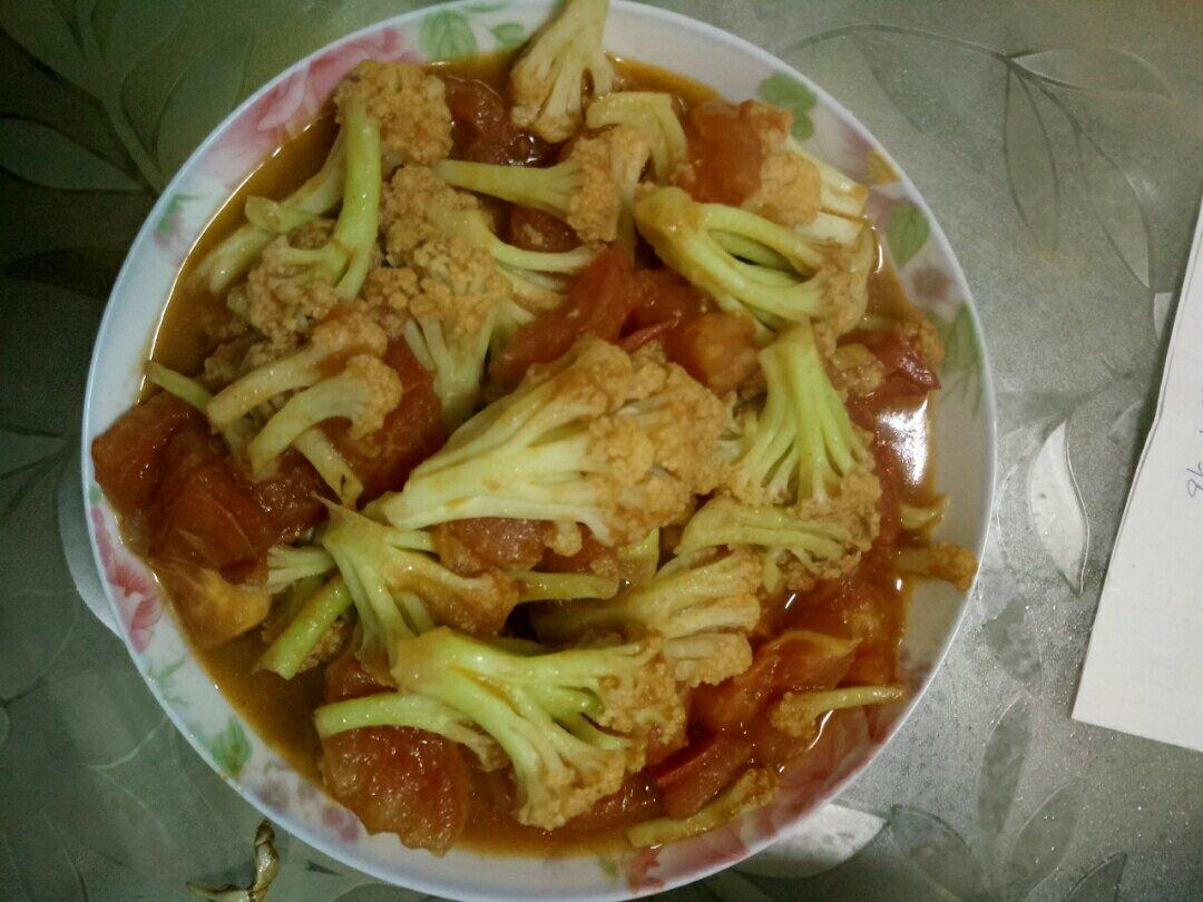 有机花菜炒西红柿