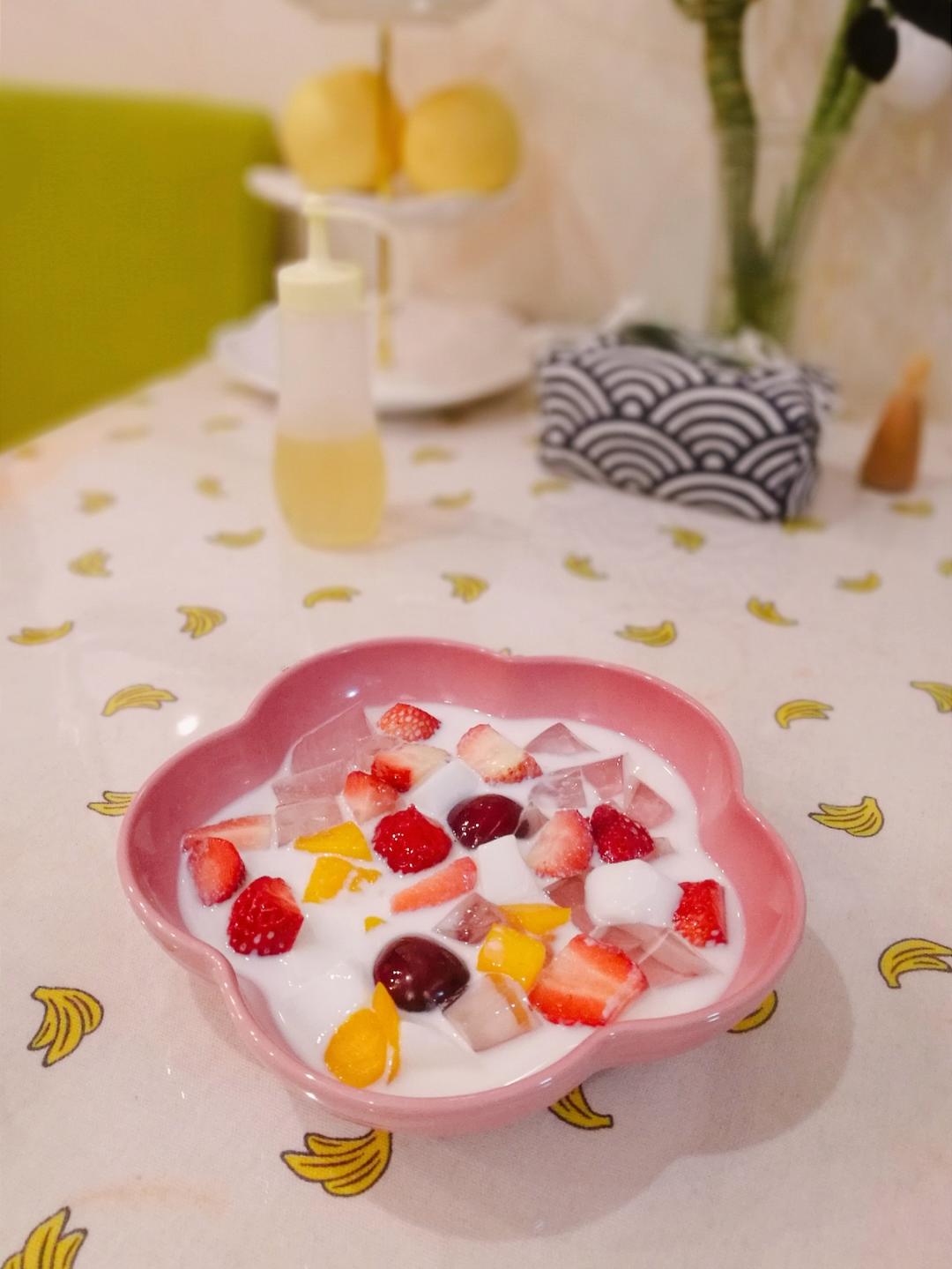 水果牛奶布丁/冰粉/白凉粉-超简单夏季消暑圣品