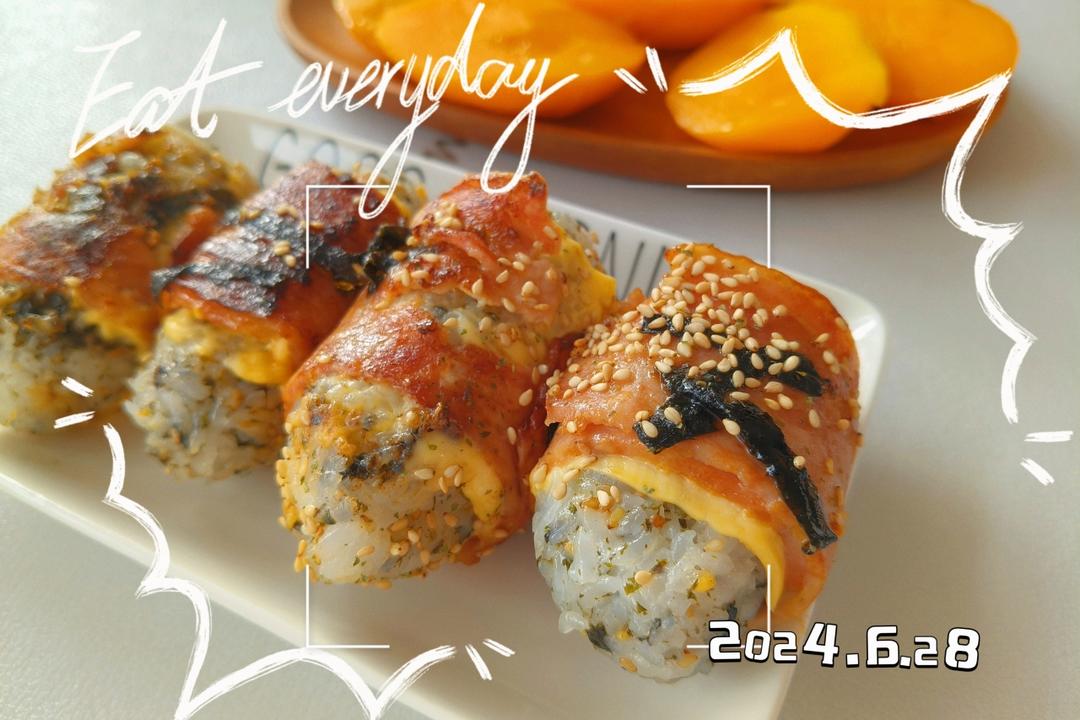 好吃到转圈圈❗️一口爱上的肉松芝士培根饭团