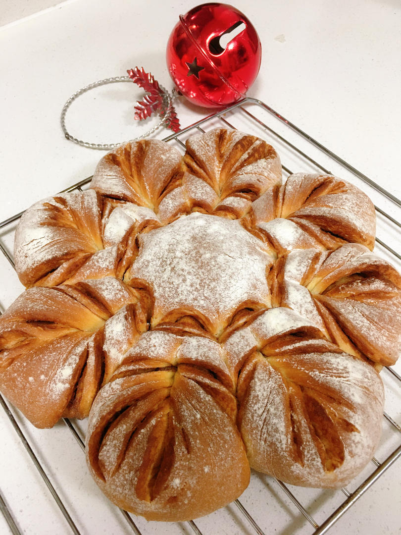 圣诞雪花面包，一次性发酵，简单漂亮又美味